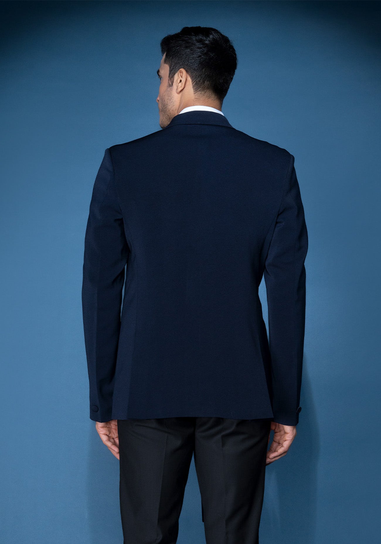 Navy blue tie-up tuxedo