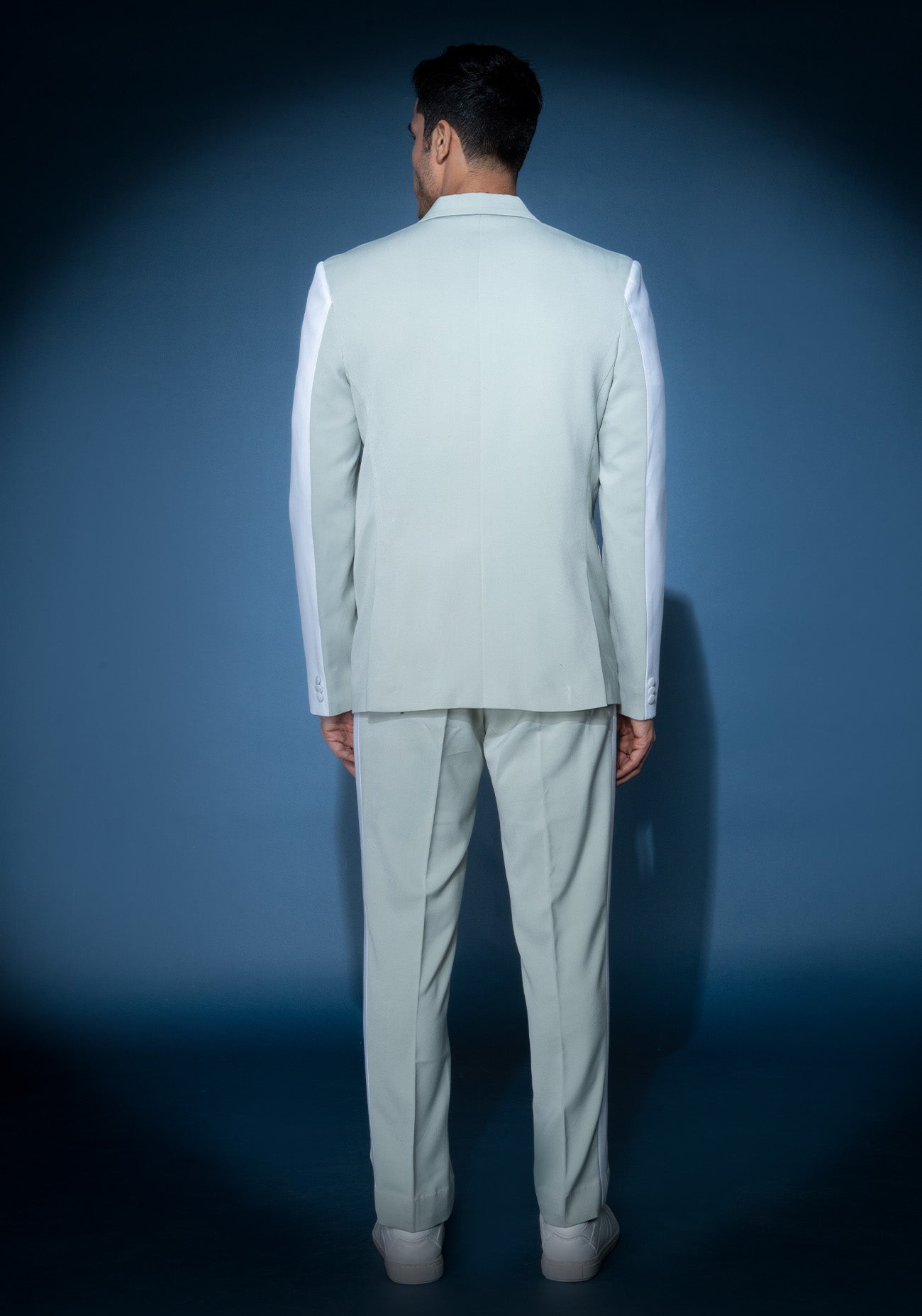 Mint green & white double breasted jacket set