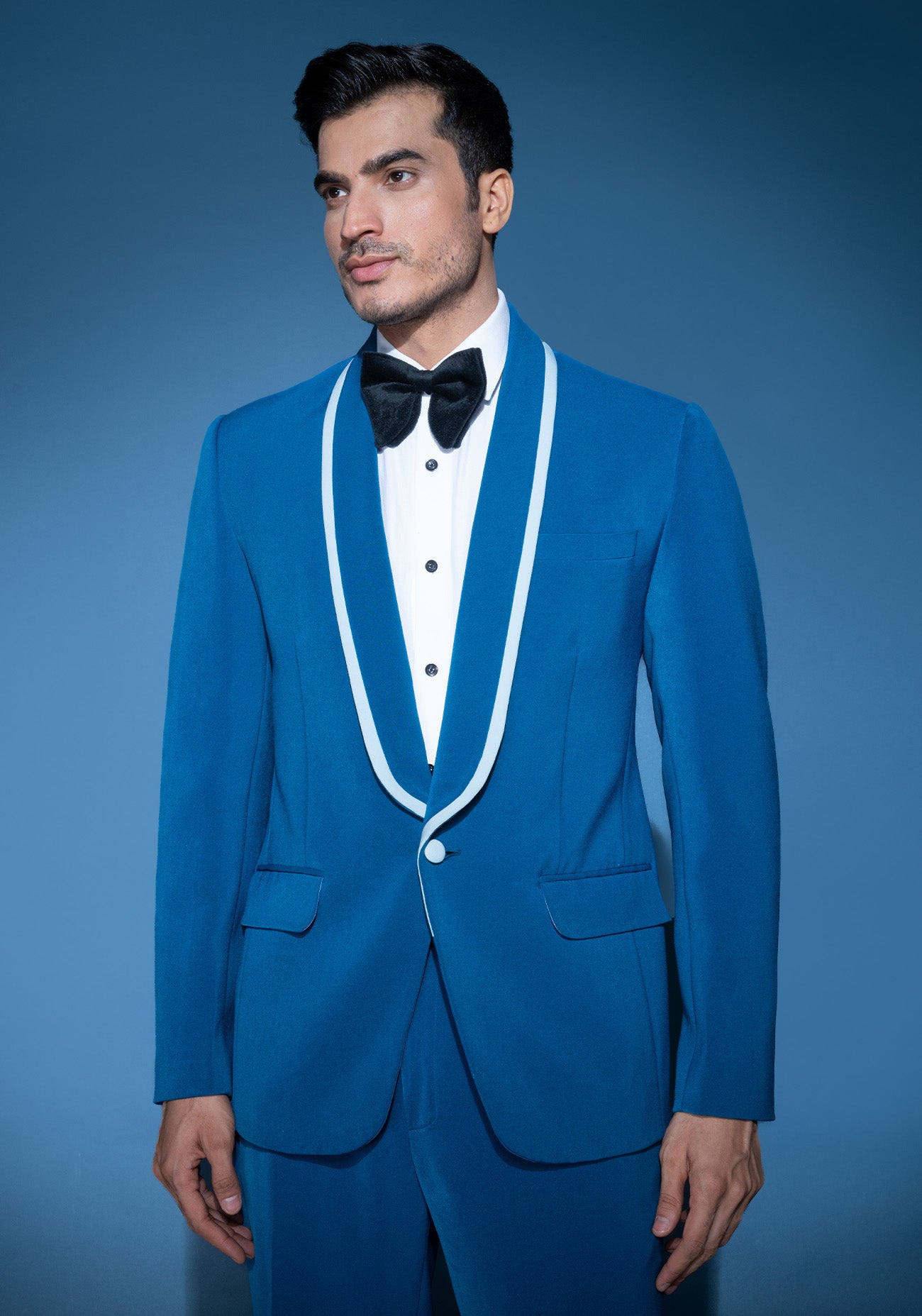 Cobalt blue tuxedo jacket set