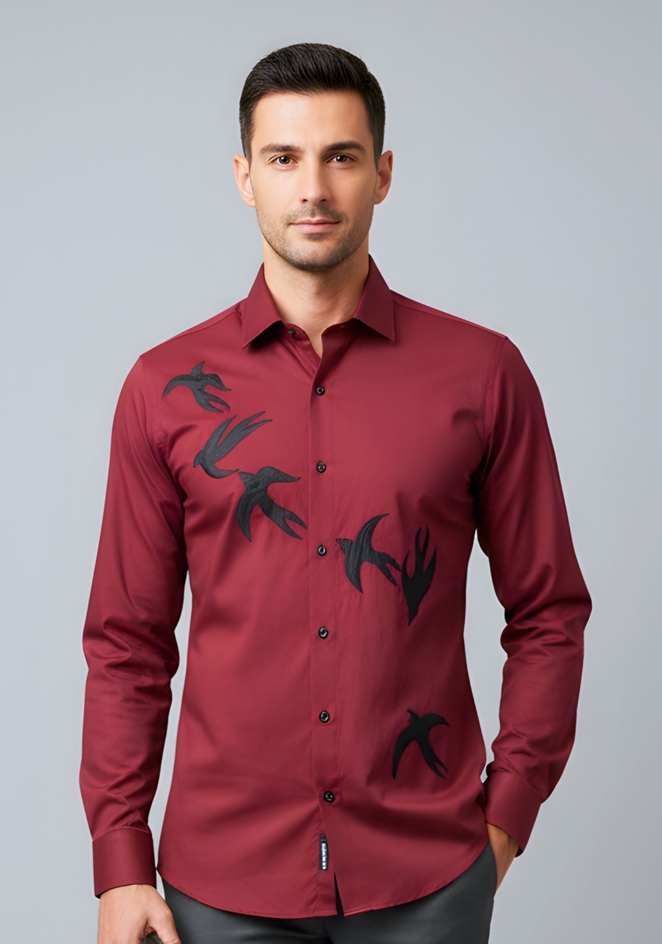 Maroon Applique Shirt