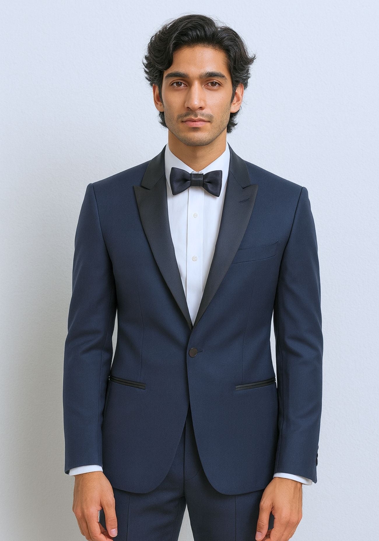 Navy Blue Classic Tuxedo with Satin Shawl Lapel