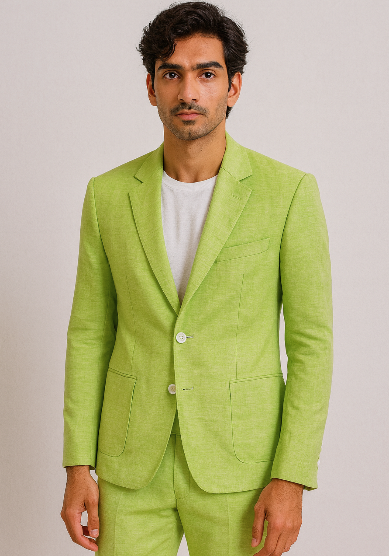 Neon green linen hand finish jacket