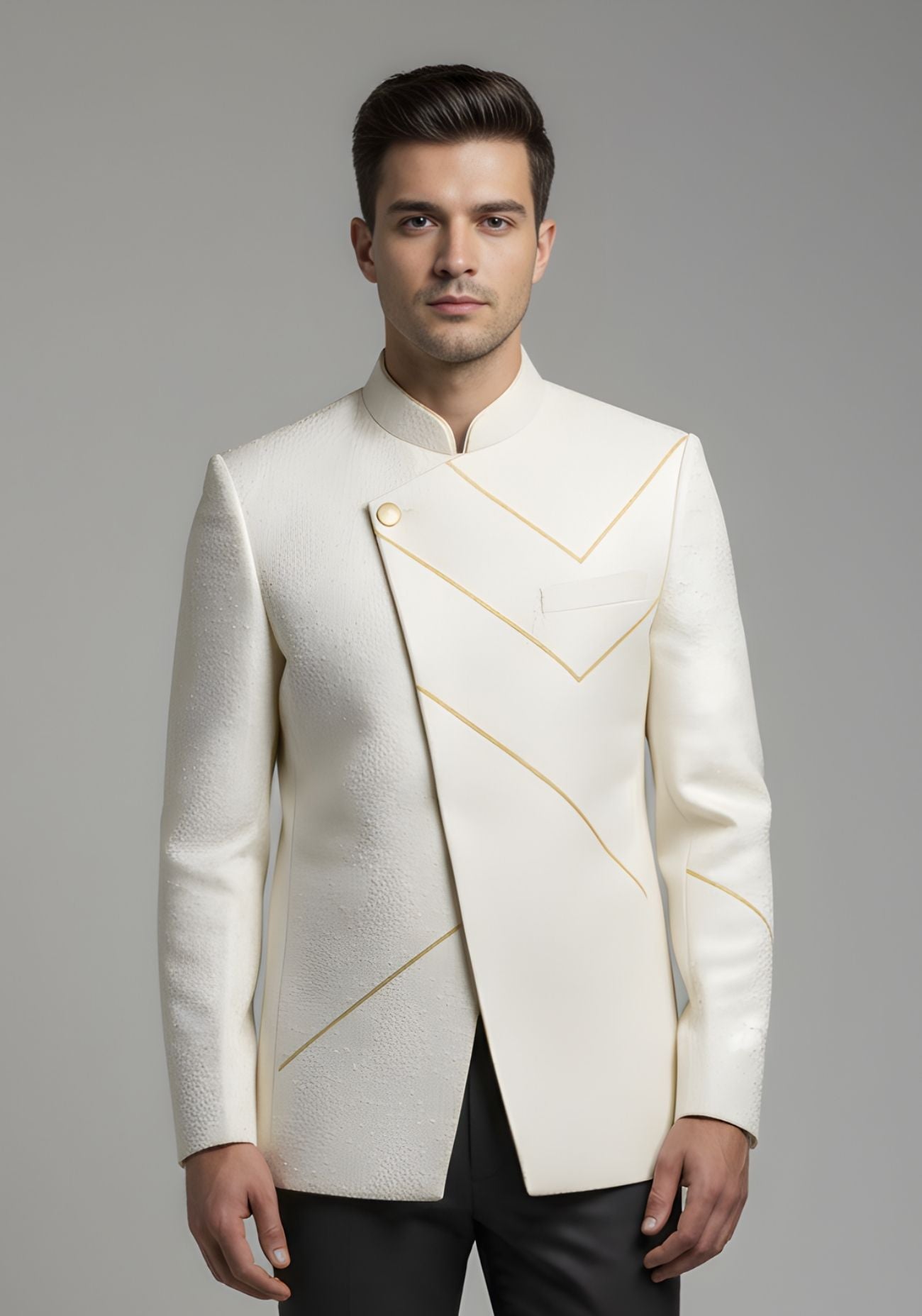 Off white embroidered Bandhgala