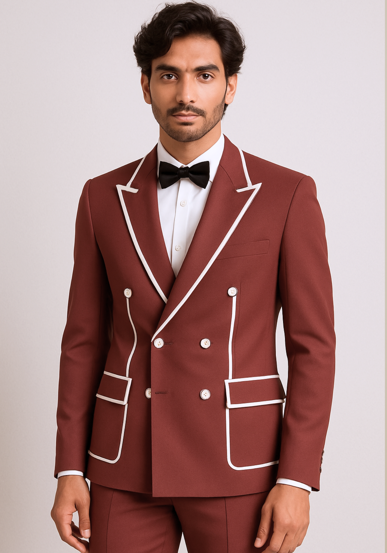 Onion Pink Tuxedo white piping detail