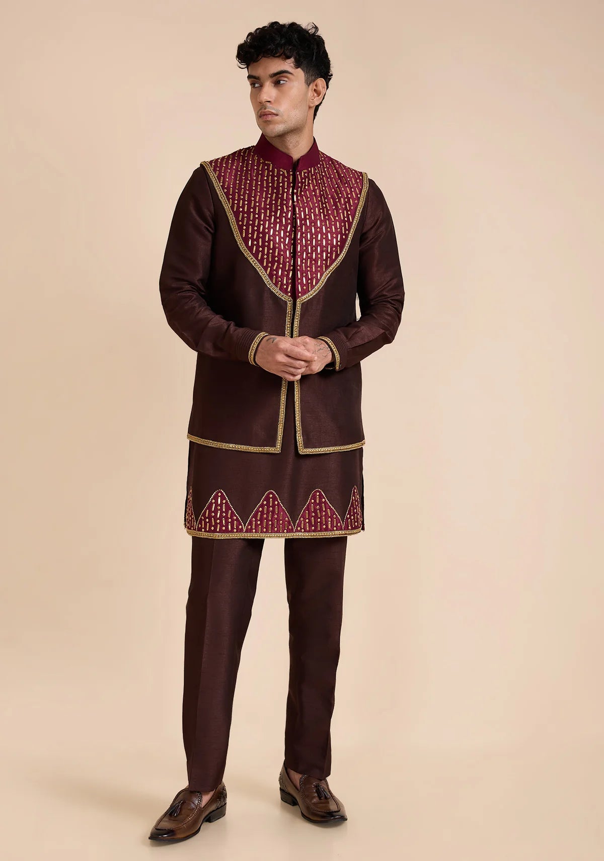 THE GILDED POWER RITUAL NEHRU JACKET SET