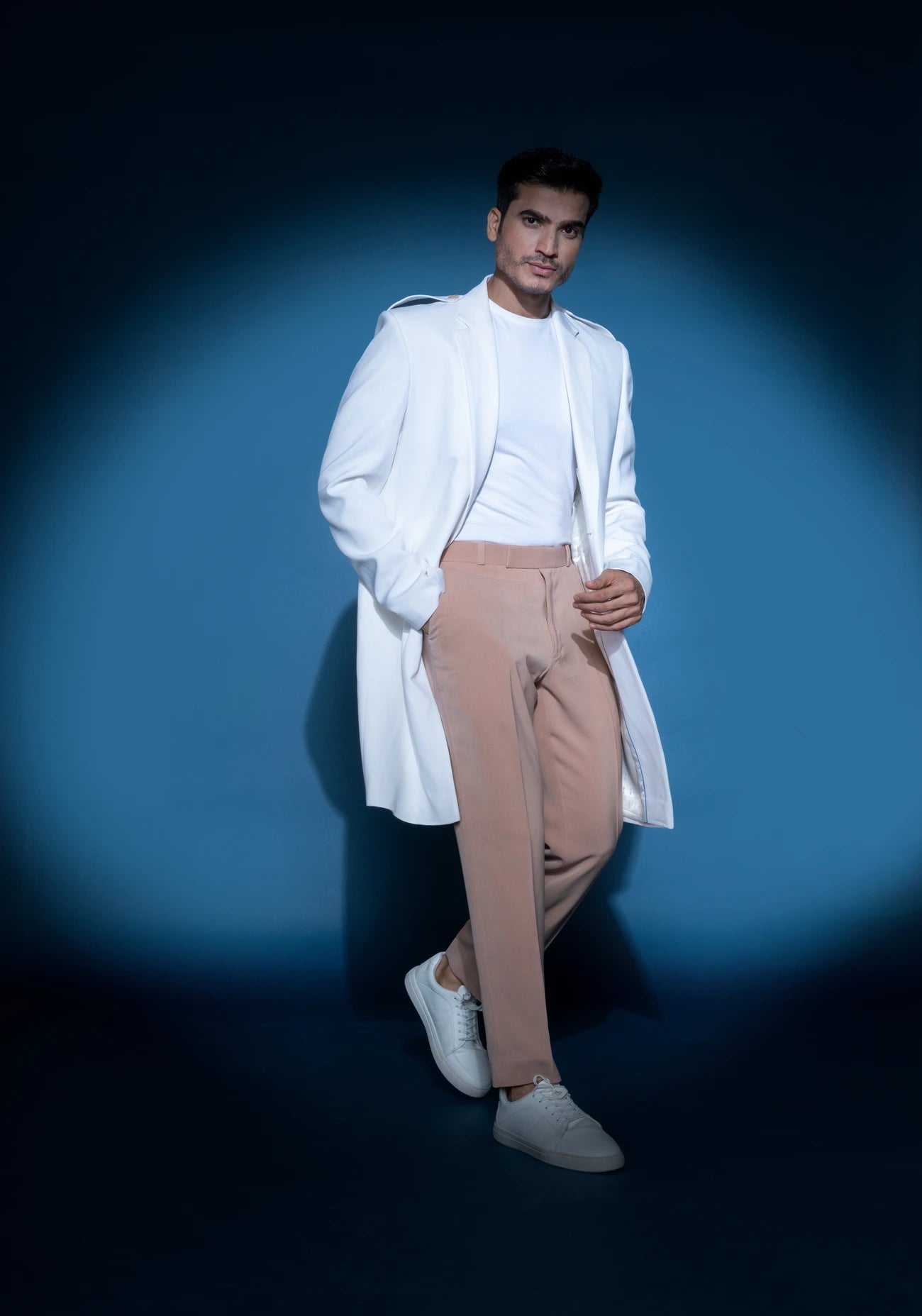 White Crepe Trench Coat