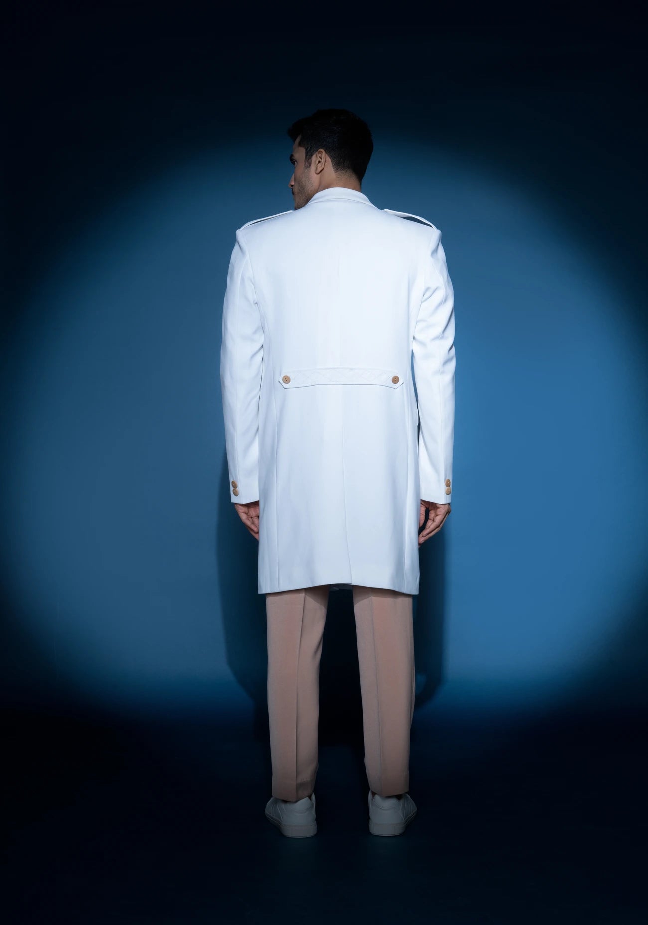 White Crepe Trench Coat