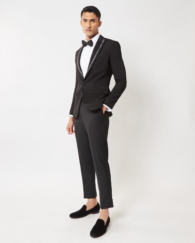 Black Ceremonial Embroidered Tuxedo