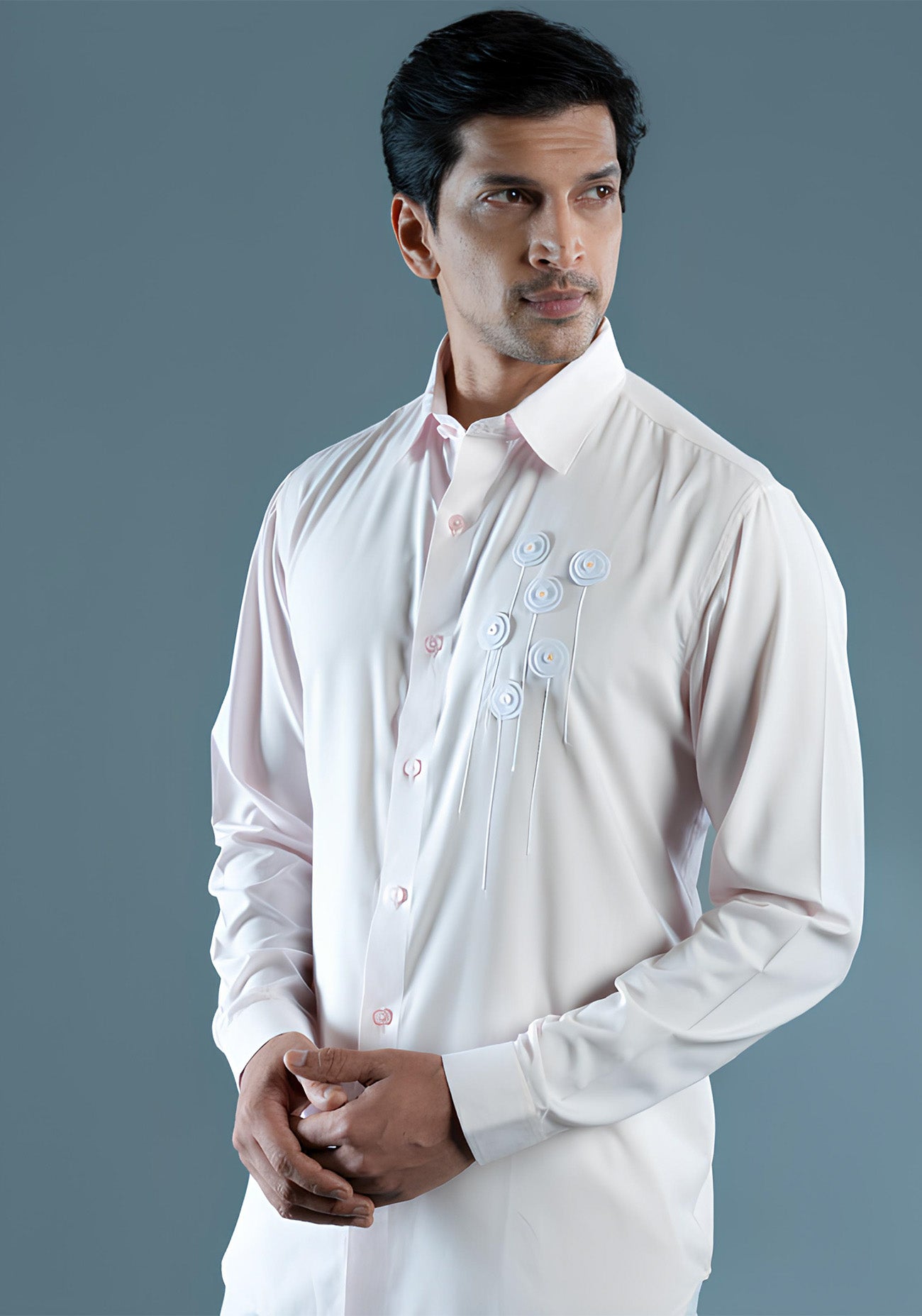 Light Pink Felt Embroidered Shirt
