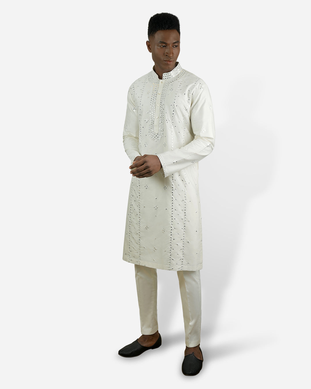 Off-white Mirror work Kurta Set