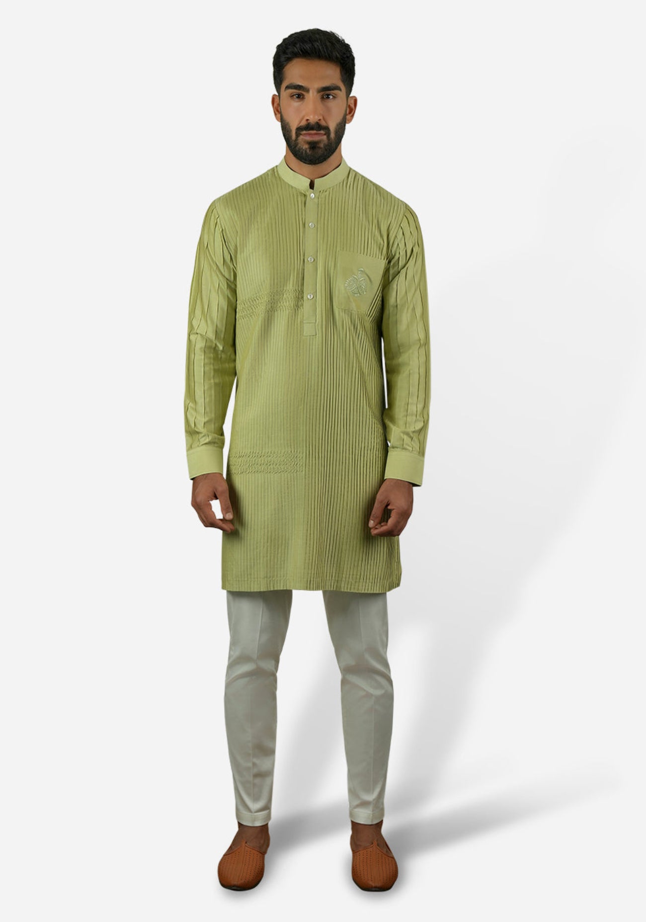 Citron Pintuck Embroidered Kurta Set
