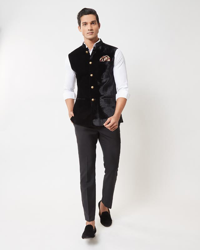 Black Velvet Nehru Jacket