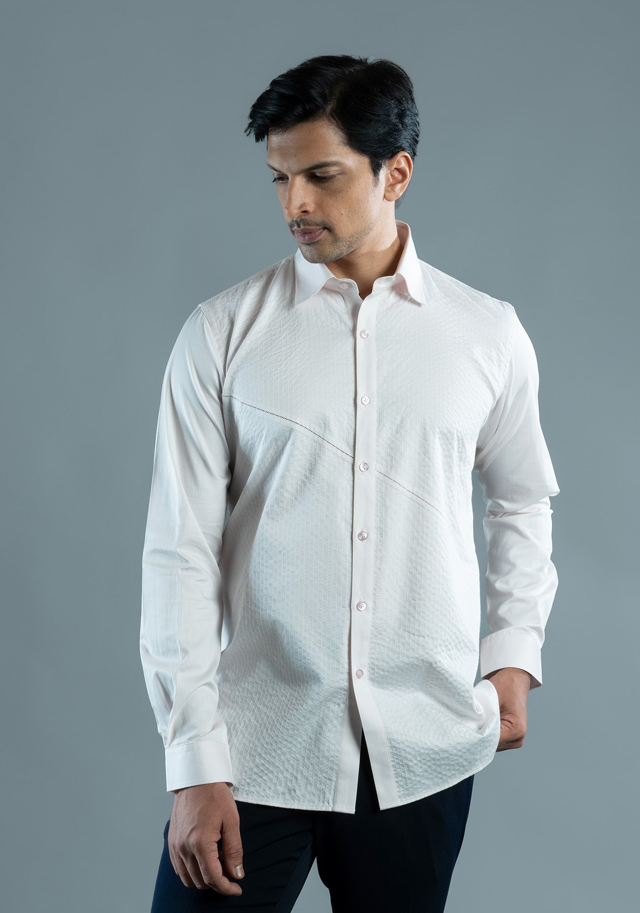 Light Pink Cotton Textured Shirt