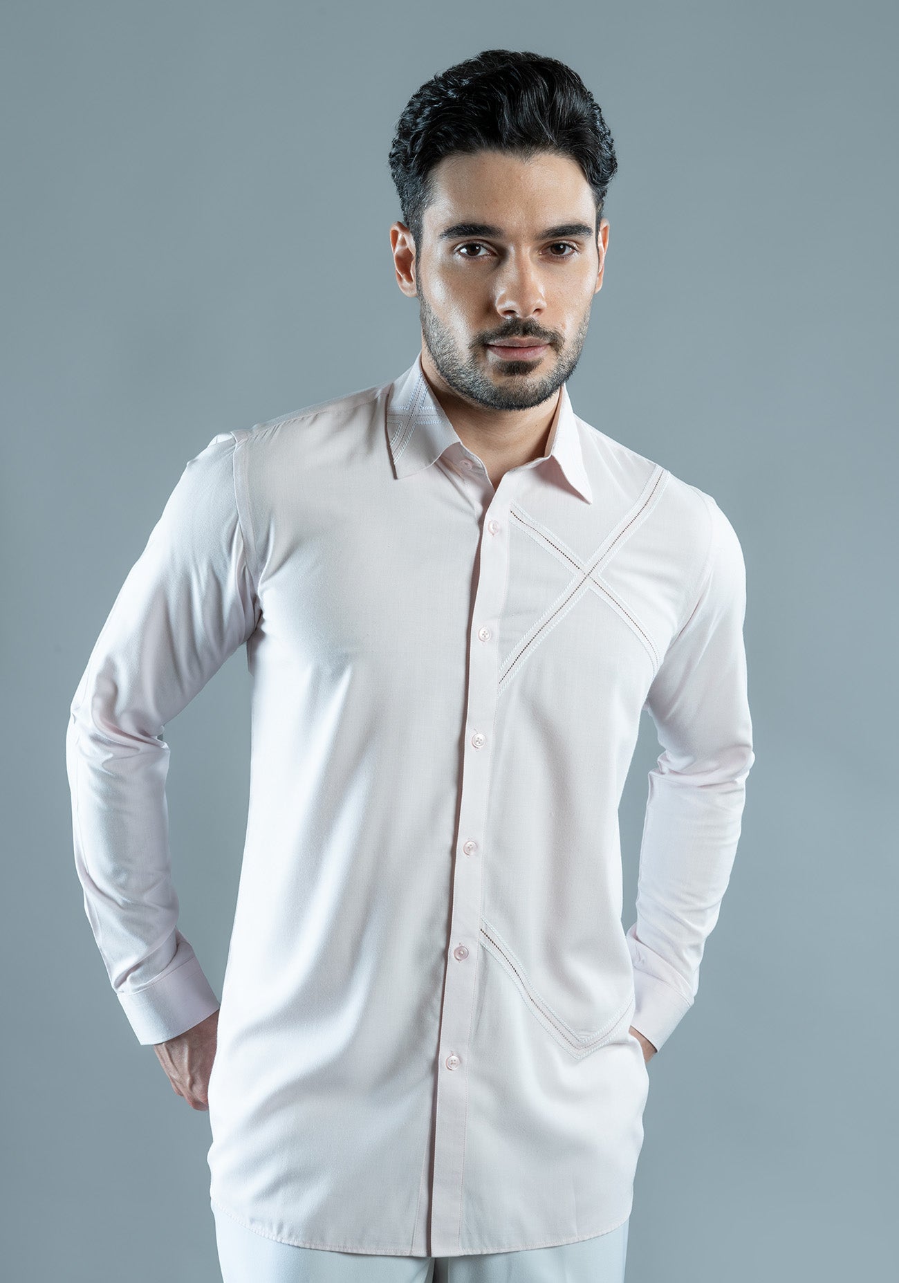 Light Pink Embroidered Shirt