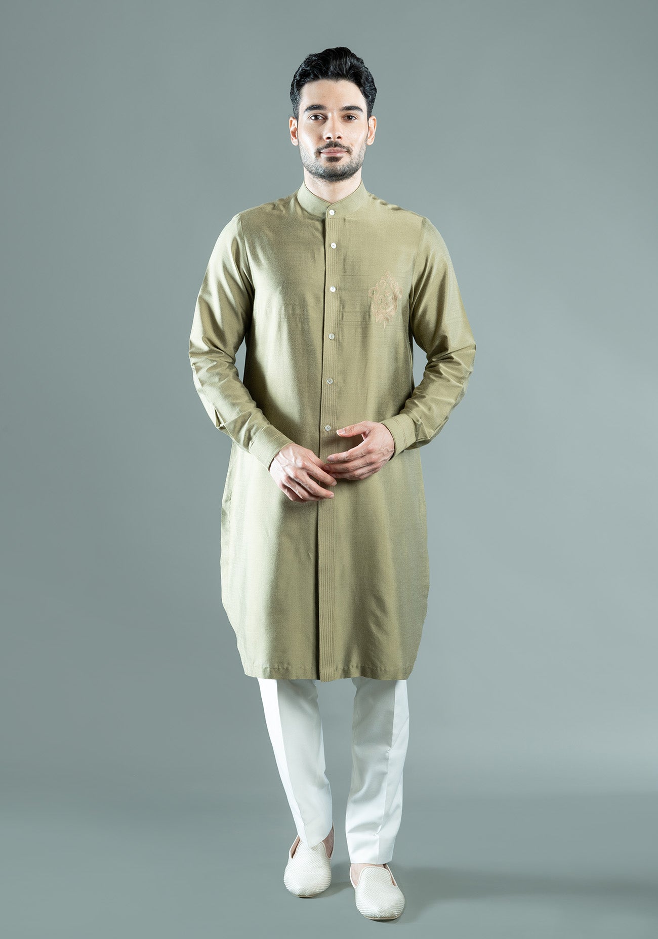 Moss Green Embroidered Kurta