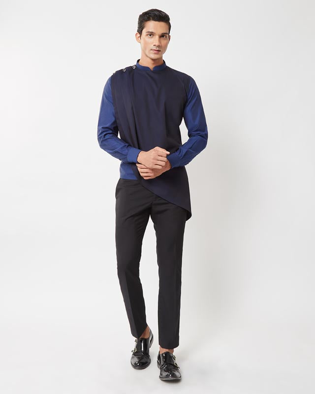 Navy Blue Drape Shirt