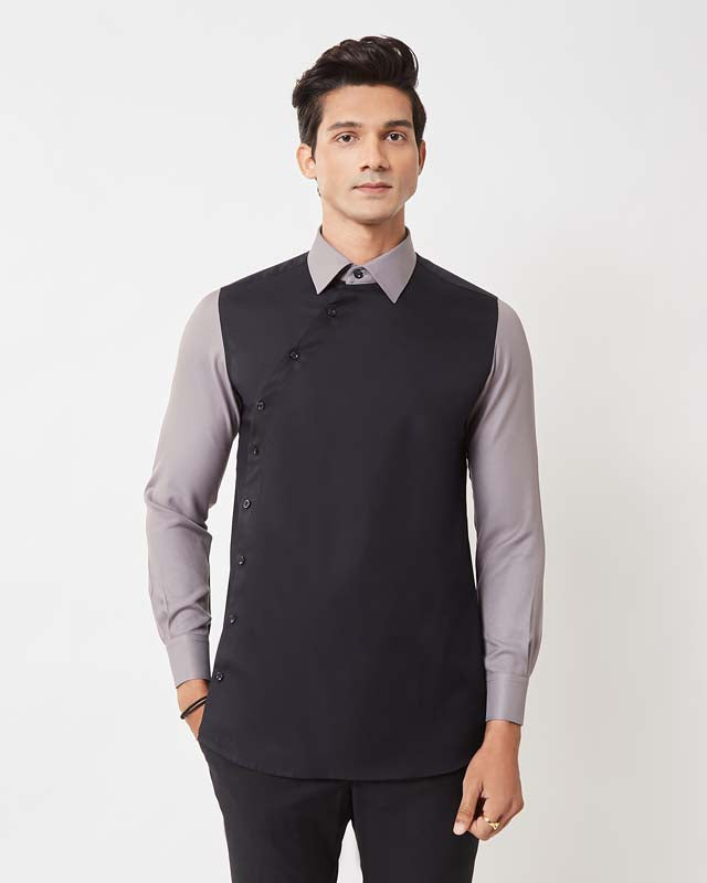 Criss cross panel shirt
