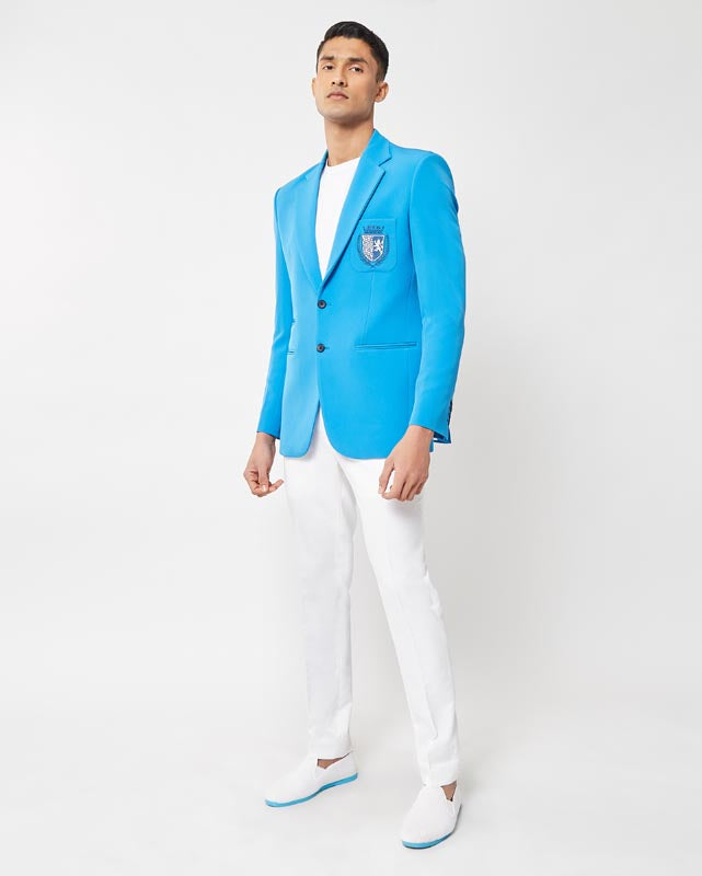 Blue Pocket  Embroidered Jacket