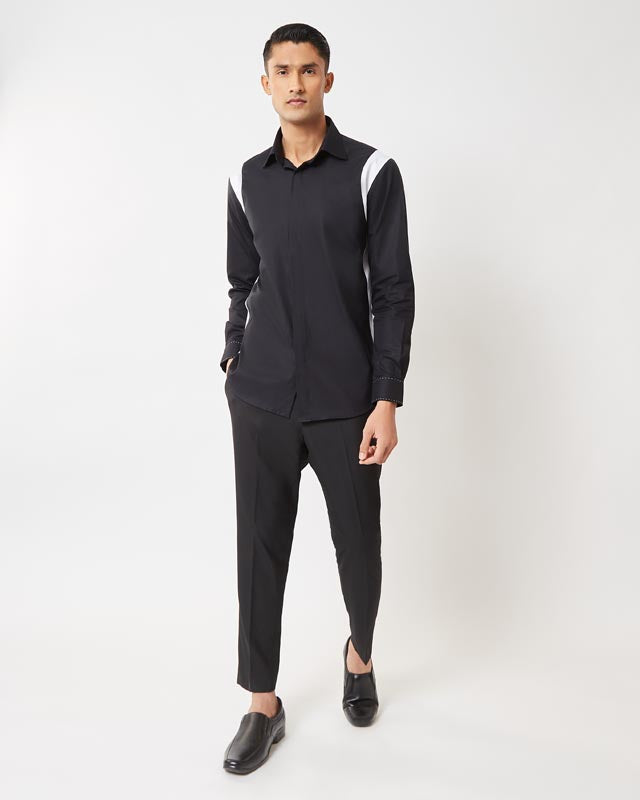 Black Color-Block Shirt
